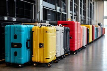 Stacked Colorful Luggage, Assorted Hardshell Suitcases with Wheels, Travel Ready