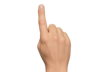 Obraz premium Hand pointing upward, index finger raised, transparent background showcasing precise gesture for seamless digital design integration