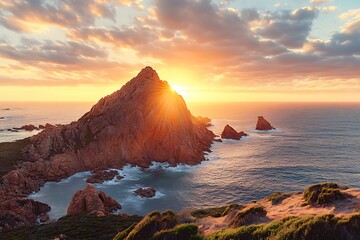 Sugarloaf Rock at Sunset, Cape Naturaliste, Western Australia Coastline Scenery