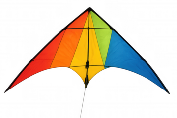 Bright delta kite flying high, displaying vivid colors symbolizing aerial excitement and playful recreational spirit