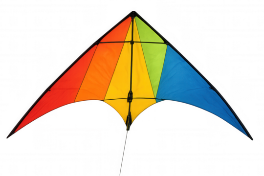 Bright delta kite flying high, displaying vivid colors symbolizing aerial excitement and playful recreational spirit - Powered by Adobe