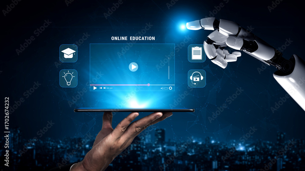 Aufkleber an ai powered online education and e-learning platform. a concept of personalized video courses and 