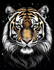 Tiger head portrait in space