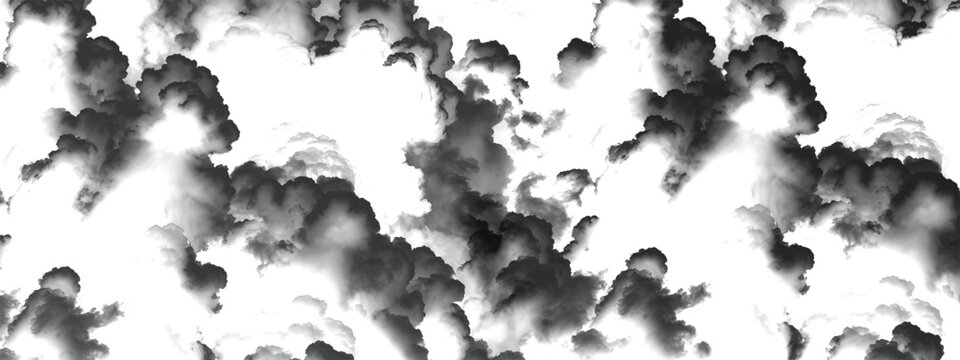 Heavy stormy sky with dense rolling cloud formations in monochrome