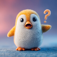 Curious plush penguin