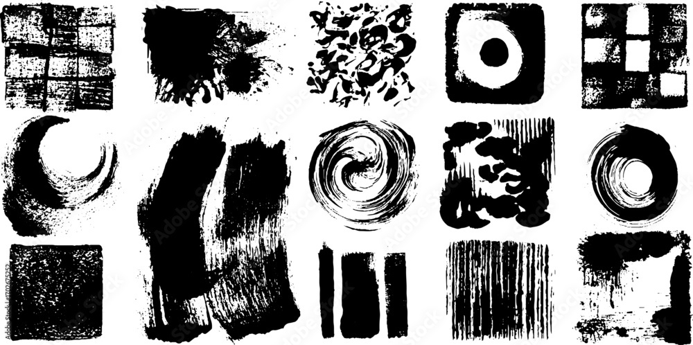 Aufkleber black ink texture set with bold lines and sharp designs for creative projects