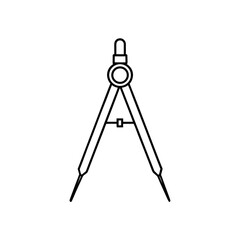 Outline drawing of a compass drafting instrument on transparent background