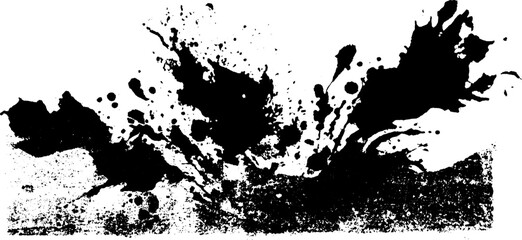 Abstract black ink splatter silhouette with rough border for urban art design