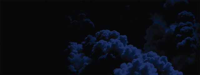 Fantasy-inspired abstract design with rolling blue clouds on dark backdrop