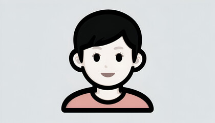 A simple, stylized avatar of a person with short black hair and a friendly smile, depicted from the shoulders up against a neutral gray background, suitable for profile pictures or user icons