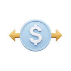 Obraz premium Financial transaction concept illustration, dollar coin with directional arrows emphasizing