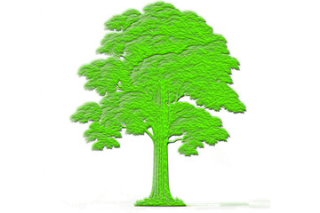 Abstract Neon Green Tree, Impasto Style, Environmental Concept, Digital Art