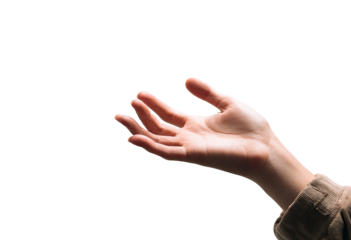Open hand reaching upward against a dark background