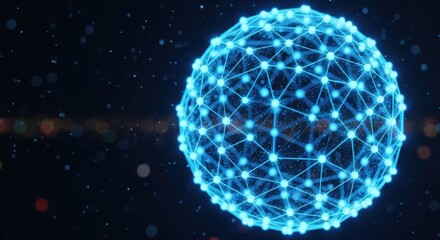 Abstract Digital Network Sphere Glowing With Connections