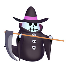 ハロウィンのイラスト素材　大鎌を持った死神（1_1）
