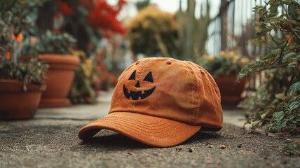 Pumpkin spice latte themed Halloween cap