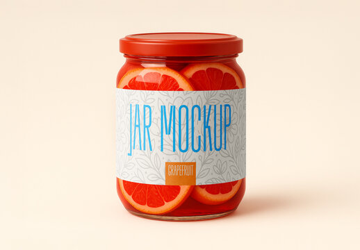 Grapefruit Jar Mockup &ndash; Realistic Packaging Template