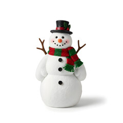 Fototapeta premium Classic Snowman Figurine with Scarf and Top Hat — Whimsical Winter Decoration