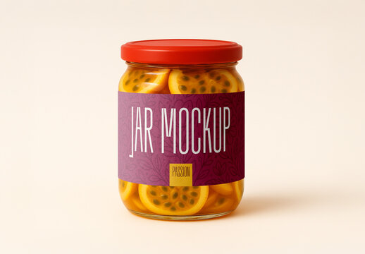 Passion Fruit Jar Mockup &ndash; Realistic Food Packaging Template