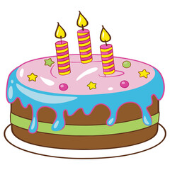Birthday Cake with Candles | Cute Party Illustration