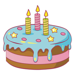 Birthday Cake with Candles | Cute Party Illustration