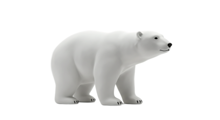 Cute White Polar Bear Standing, 3D Rendered, Transparent Background