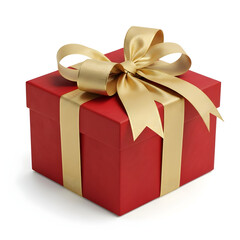 Obraz premium Red Gift Box with Gold Ribbon and Bow — Classic Holiday Present