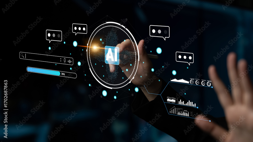 Aufkleber an ai powered search engine with a conversational interface. this smart assistant can process querie