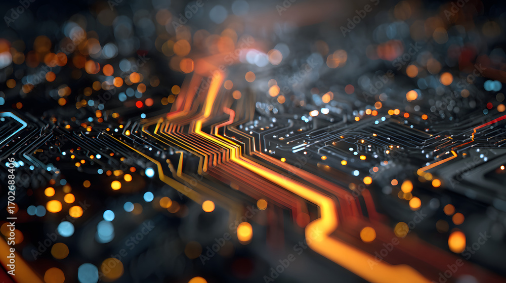 Poster abstract digital background with technology circuit board texture. futuristic digital electric tech 