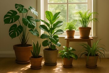 Indoor Green Plants Collection by Sunny Window