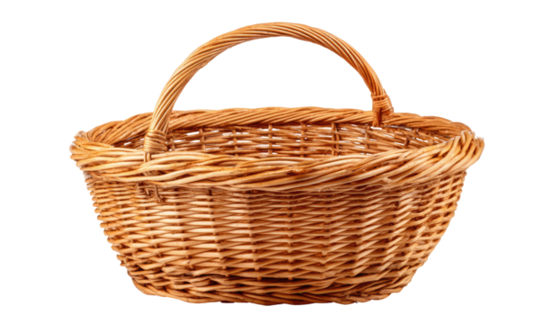 Empty wicker basket with a handle