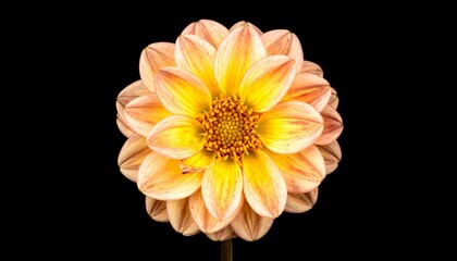 Close-up of a peach and yellow dahlia