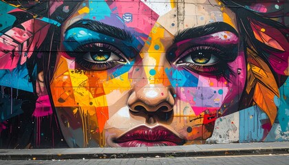 Fototapeta premium Colorful mural of a woman's face (2)