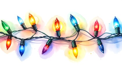 Watercolor Christmas lights