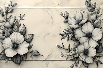 Elegant monochrome botanical floral frame high resolution picture