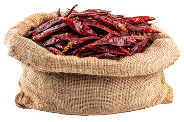 Dried red chili peppers in a burlap sack (8)