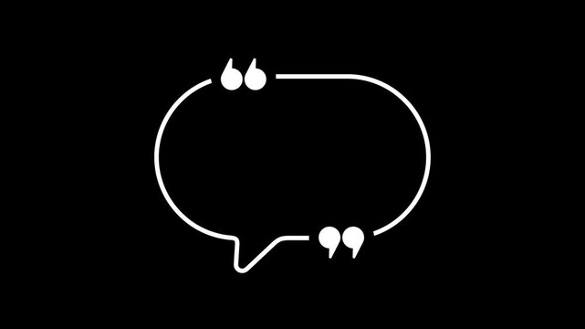 Round quote mark graphic animation. Alpha channel. Transparent background motion design. 4K resolution