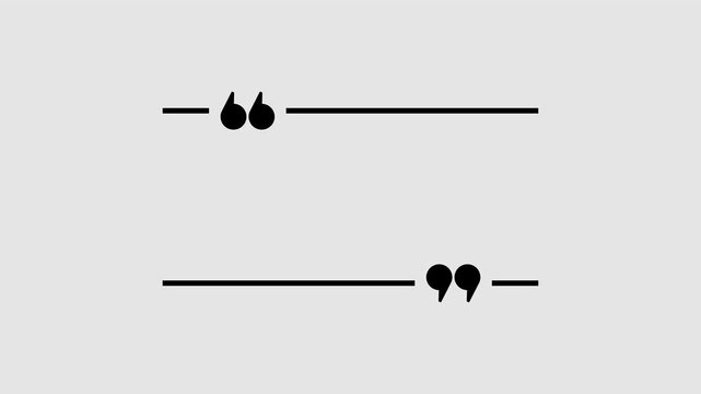 Quote mark graphic animation. Alpha channel. Transparent background motion design. 4K resolution