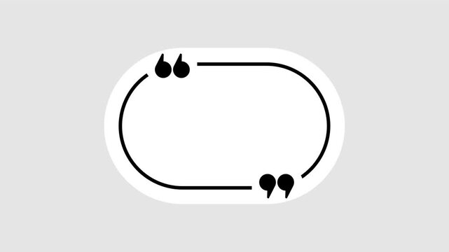 Round quote mark graphic animation. Alpha channel. Transparent background motion design. 4K resolution