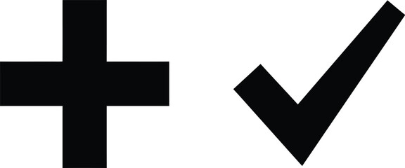 Obraz premium Cross and Check mark symbol icon vector illustration