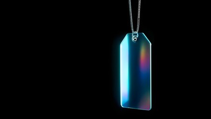 Iridescent prism hanging against a dark background