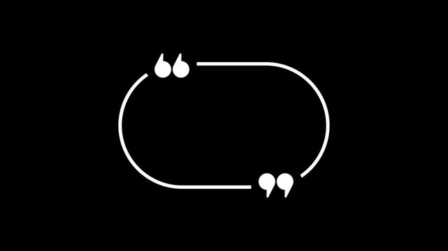 Round quote mark graphic animation. Alpha channel. Transparent background motion design. 4K resolution