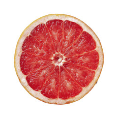 A perfect, vibrant red grapefruit slice