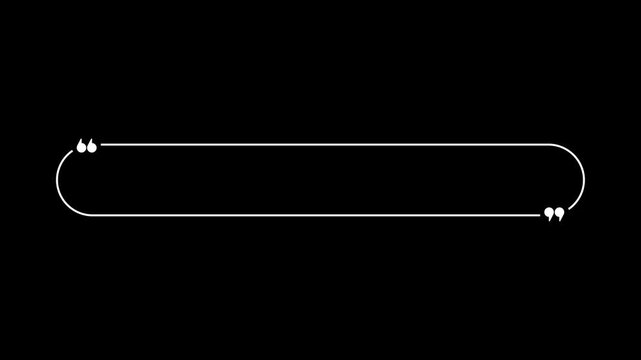 Rectangular quote mark graphic animation. Alpha channel. Transparent background motion design. 4K resolution