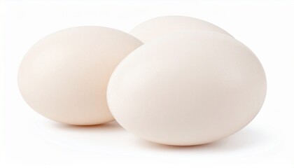 Duck Eggs on Isolated White Background – Large Creamy Shells with Glossy Surface and Full Depth of Field