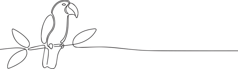 Parrot bird one continuous line art, Vector illustration, One line art, Line art graphic style © 99 vector art