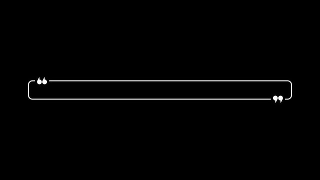 Rectangular quote mark graphic animation. Alpha channel. Transparent background motion design. 4K resolution