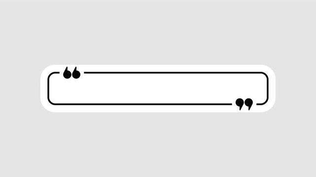 Rectangular quote mark graphic animation. Alpha channel. Transparent background motion design. 4K resolution
