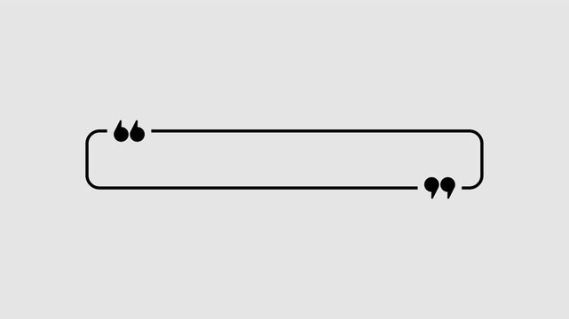 Rectangular quote mark graphic animation. Alpha channel. Transparent background motion design. 4K resolution