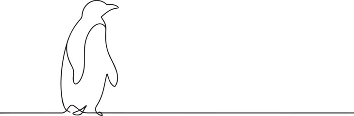 Penguin one continuous line art, Vector illustration, One line art, Line art graphic style